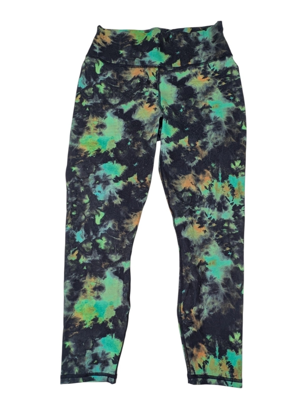 Fabletics Leggings PowerHold Women M Green Print Hi Waist Capri Pocket Athletic